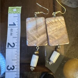 Elegant Gold and Cream Dangle Earrings